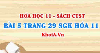 Bài 5 trang 29 SGK Hóa 11 Chân trời sáng tạo